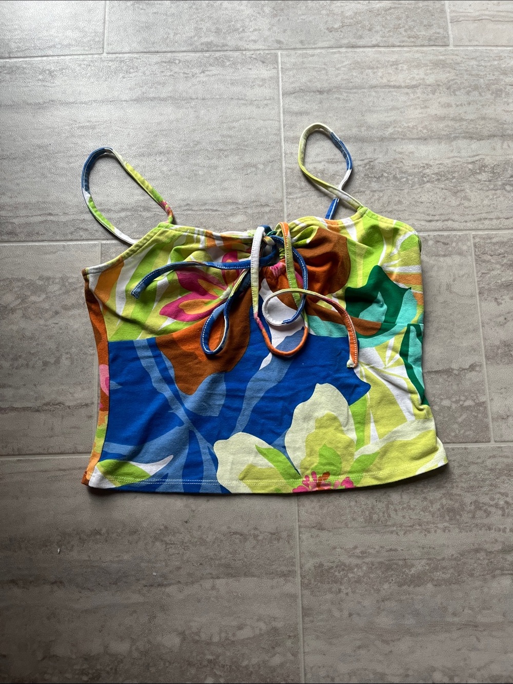 Bright Multi Floral Tie-Front Cami Top